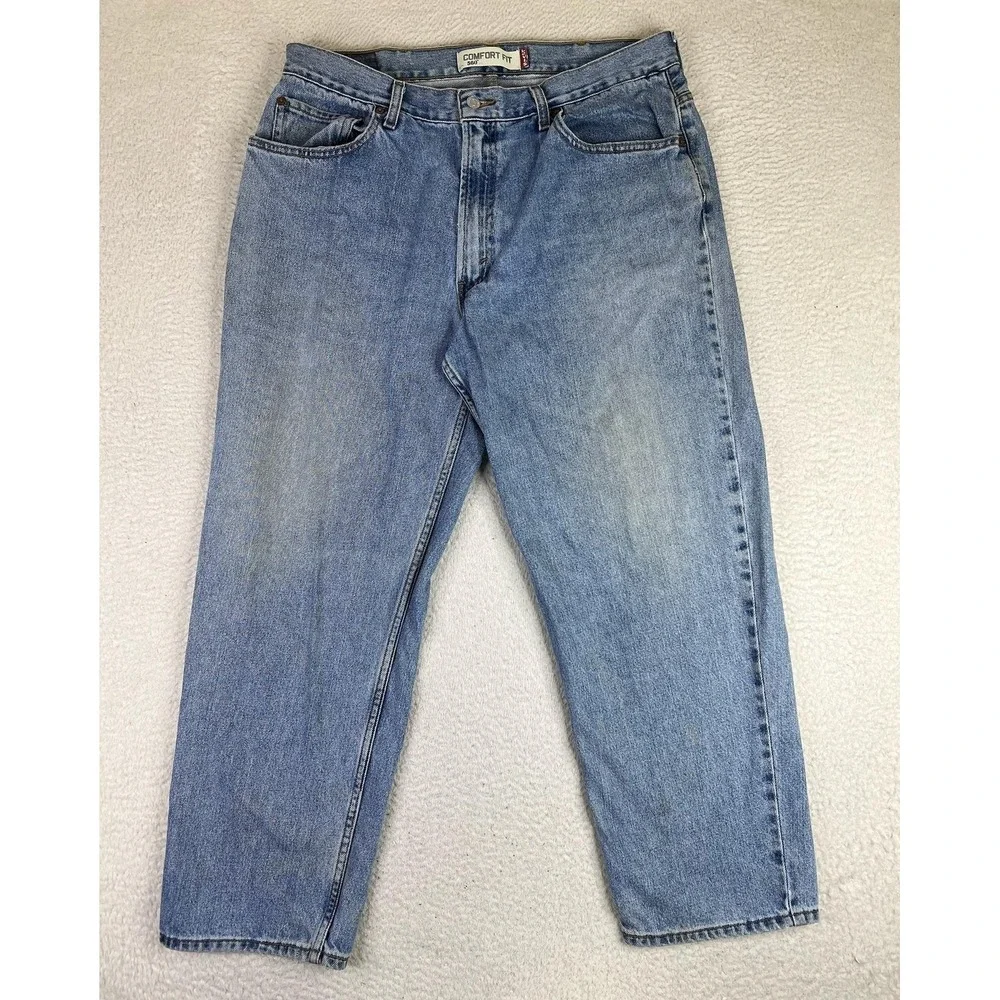Levis 560 Jeans Mens 38x30 Blue Relaxed‎ Tapered Comfort Fit Zip Fly Light Wash